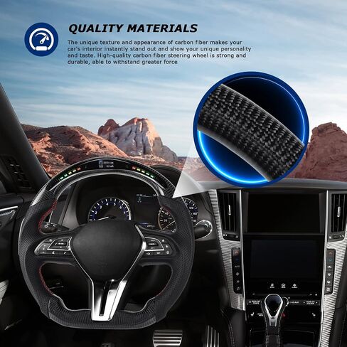 Real Carbon Fiber Steering Wheel For Infiniti Q60 2017-2022 Steering Wheel D-shaped Nappa Perforated Leather Flat-bottom Steering Wheel for Infiniti Q60 in Saudi Arabia