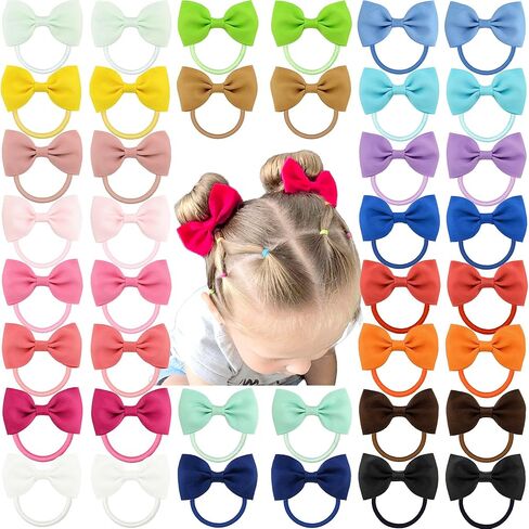 CÉLLOT Girls Hair Ties,20 PCS 2.75 inch Hair Bows No Slip Durable Elastic Ponytail Holders Hair Ties for Baby Girls Schoolgirls Kids Toddler Hair Accessories in Kuwait