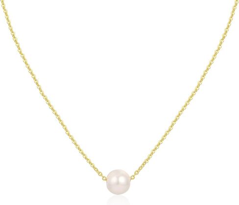 TOBENY Pearl Necklaces for Women 14k Gold Plated Handmade White Pearl Choker Necklace Dainty Small Tiny Beaded Pearl Strand Chain Necklace Delicate Single Wedding Prom Bridal Jewelry Gift in Saudi Arabia