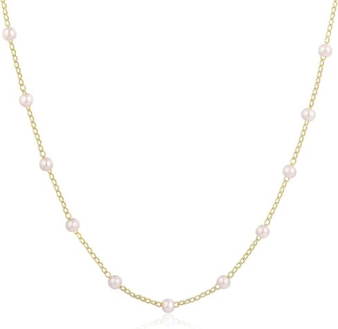 TOBENY قلادات اللؤلؤ للنساء 14k مطلية بالذهب اليدوية اللؤلؤ الأبيض قلادة قلادة أنيقة صغيرة صغيرة مطرز اللؤلؤ حبلا سلسلة قلادة حساسة واحدة الزفاف حفلة موسيقية الزفاف مجوهرات هدية in Kuwait