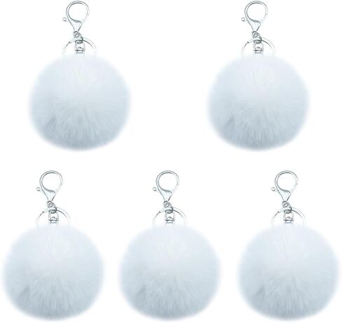 Unpafcxddyig 5 Pieces Poms Keychains Fluffy Ball Faux Fur Pom Pom Keyring for Women in Saudi Arabia