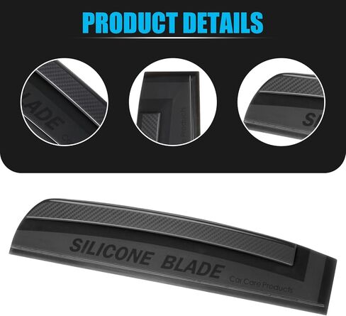 قطعة واحدة من ممسحة نافذة السيارة، شفرة ممسحة الزجاج الأمامي، ممسحة سيليكون من قطعة واحدة، عالمية لمعظم السيارات (أسود) in Kuwait