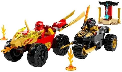 LEGO NINJAGO Kai and Ras’ Car and Bike Battle 71789 Beginner Building Toy Set, Features a Ninja Car Toy and Bike Plus 2 Minifigures, Birthday Gift for Toddlers and Kids Who are Little Ninja Fans in Saudi Arabia
