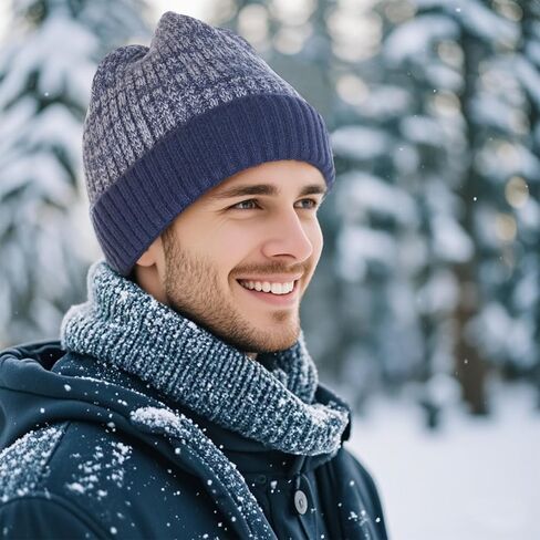 Winter Hat for Men Women Warm Beanie Knitted Warm Hat for Cold Weather Unisex Cuffed Plain Hat in Saudi Arabia