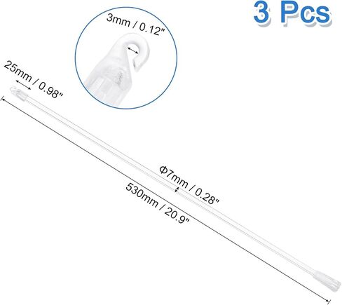 uxcell Blind Wand Replacement with Hook,3Pcs 21" Long Acrylic Blind Tilt Wand with Hook and Grip, Vertical Blind Rod Stick for Window Blind Stick Wand Opener (Transparent) in Saudi Arabia