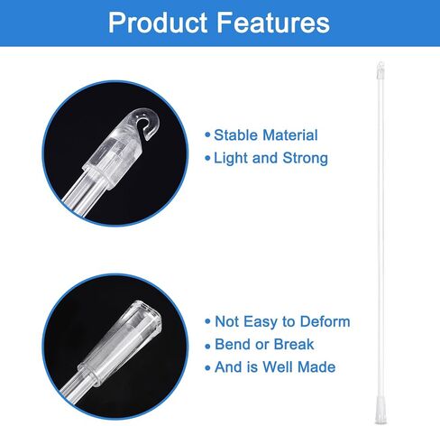 uxcell Blind Wand Replacement with Hook,3Pcs 21" Long Acrylic Blind Tilt Wand with Hook and Grip, Vertical Blind Rod Stick for Window Blind Stick Wand Opener (Transparent) in Saudi Arabia