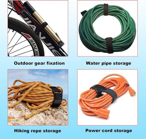 أشرطة كابل بعرض 1.5 بوصة بطول 64 قدمًا مع 50 إبزيمًا، وأشرطة ربط وحلقة من النايلون شديدة التحمل للتثبيت، وأشرطة مول قابلة لإعادة الاستخدام للتنظيم أو التخزين، أسود in Kuwait