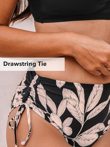 CUPSHE Women's Bikini Sets Bathing Suit V Neck Knotted Mid Rise Drawstring Swimwear(Available in XS-4XL) in Saudi Arabia