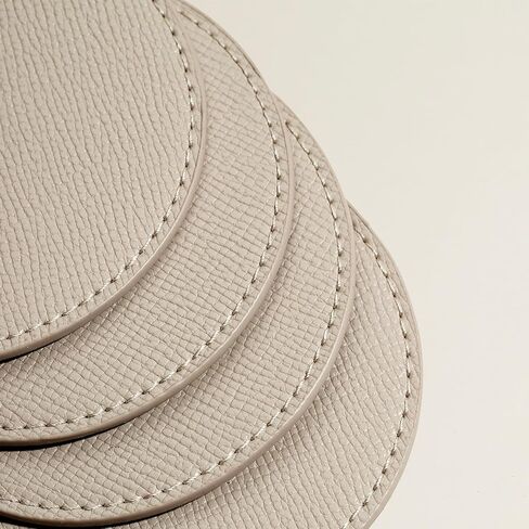 OLETHA Drink Coasters Set of 4 - Aesthetic Coaster for Coffee Bar, Dining Table, Office Desk - Ivory in Saudi Arabia