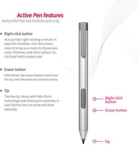 Active Pen - Digital Pen - 2 Buttons - Natural Silver - for Elite x2 1012 G2, Pro x2 612 G2, ProBook x360 11 G1 in Saudi Arabia