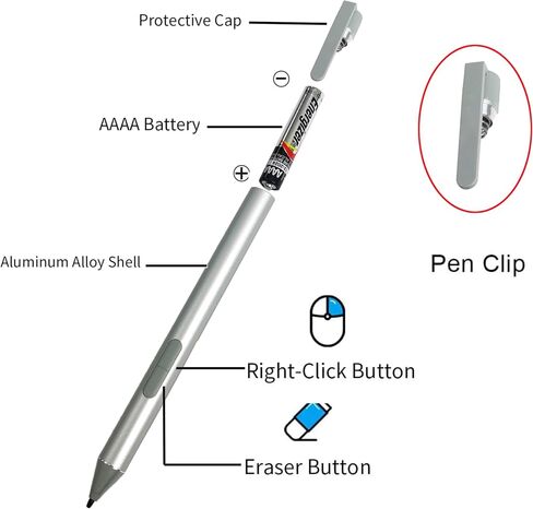 Active Pen - Digital Pen - 2 Buttons - Natural Silver - for Elite x2 1012 G2, Pro x2 612 G2, ProBook x360 11 G1 in Saudi Arabia