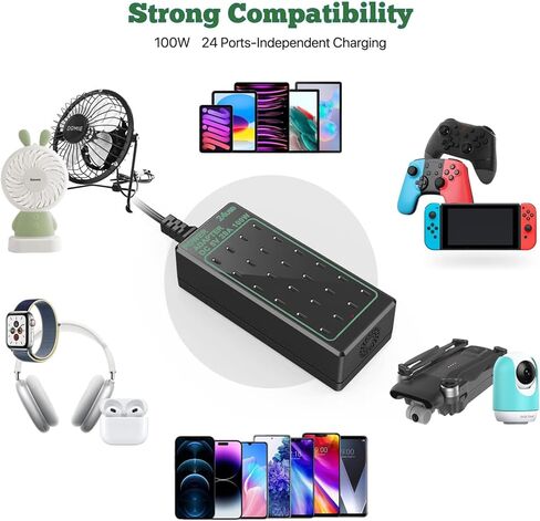 شاحن USB C، محطة شحن USB بقدرة 50 وات لأجهزة متعددة، شريط محور الطاقة 10 منافذ، قاعدة شحن ذكية متوافقة مع iPhone/Google/الكمبيوتر اللوحي والمزيد in Saudi Arabia
