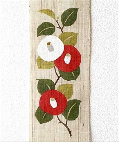 Japanese Wall Tapestry Hanging Scroll (Tsubaki) Mini Long and Narrow, Approx. 3.9 x 23.6 inches (10 x 60 cm), Linen Fabric, Tapestry, Wall Scroles, Interior, Display, Japanese ModernMade in Japan Linen 100% Japanese Asian Oriental Room Bedroom in Saudi Arabia