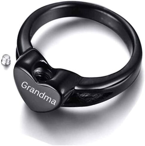Stainless Steel Heart Shape Black Urn Ring for Ashes Keepsake Cremation Memorial Jewelry in Saudi Arabia