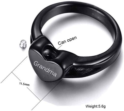 Stainless Steel Heart Shape Black Urn Ring for Ashes Keepsake Cremation Memorial Jewelry in Saudi Arabia