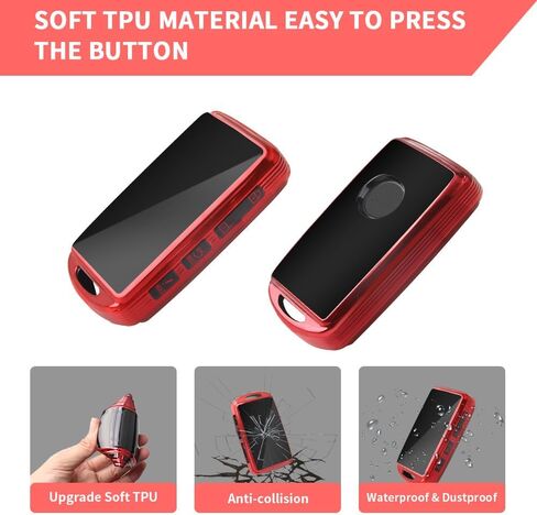 QBUC for Mazda Key Fob Cover Case with Keychain,Compatible with 2019-2023 Mazda 3, Mazda 6, Mazda 3 Hatchback,2020-2023 Mazda CX-5, CX-9, CX-30 Smart Key(Red) in Kuwait