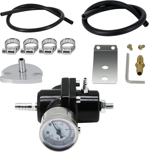 EFI Fuel Pressure Regulator Kit with Bypass Return 0-140psi Pressure Gauge AN6-6AN Fuel Line Hose Fitting Connectors Kit Adjustable Universal Aluminum (Black) in Saudi Arabia