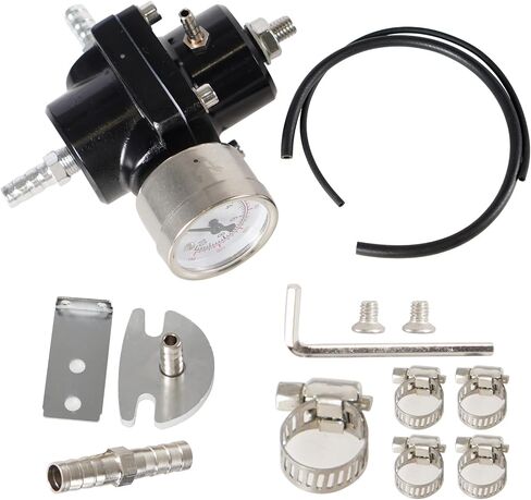 EFI Fuel Pressure Regulator Kit with Bypass Return 0-140psi Pressure Gauge AN6-6AN Fuel Line Hose Fitting Connectors Kit Adjustable Universal Aluminum (Black) in Saudi Arabia