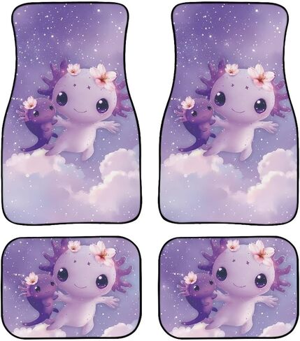 4pcs Carpets Car Floor Mat, Purple Rose Vintage Pattern Auto Interior Decorative Durable Floor Mat, All Weather Heavy Duty Non-Slip Car Floor Mats in Kuwait