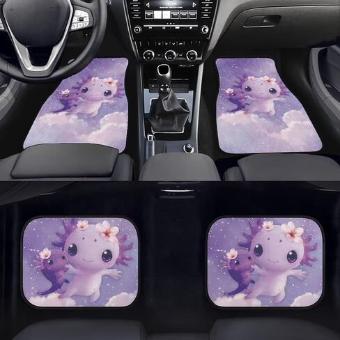 4pcs Carpets Car Floor Mat, Purple Rose Vintage Pattern Auto Interior Decorative Durable Floor Mat, All Weather Heavy Duty Non-Slip Car Floor Mats in Kuwait