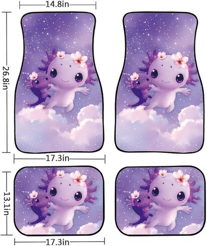 4pcs Carpets Car Floor Mat, Purple Rose Vintage Pattern Auto Interior Decorative Durable Floor Mat, All Weather Heavy Duty Non-Slip Car Floor Mats in Kuwait