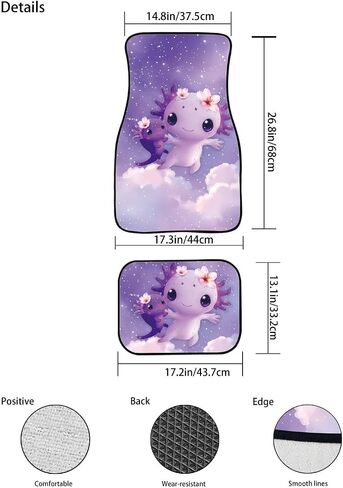 4pcs Carpets Car Floor Mat, Purple Rose Vintage Pattern Auto Interior Decorative Durable Floor Mat, All Weather Heavy Duty Non-Slip Car Floor Mats in Kuwait