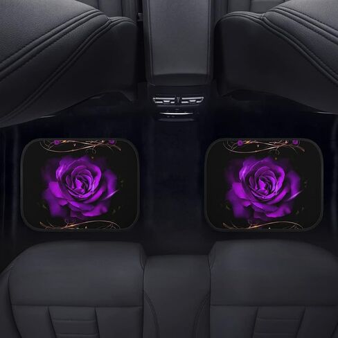 4pcs Carpets Car Floor Mat, Purple Rose Vintage Pattern Auto Interior Decorative Durable Floor Mat, All Weather Heavy Duty Non-Slip Car Floor Mats in Kuwait