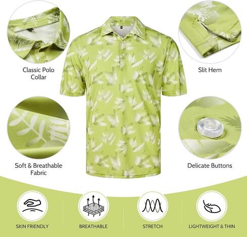 Golf Polo Shirts for Men Dry Fit Tennis Shirt Print Designed Moisture Wicking Quick-Dry Short Sleeve in Saudi Arabia