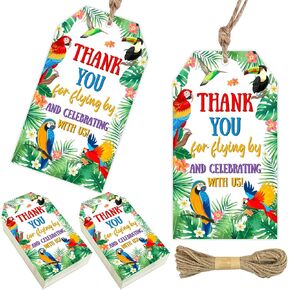 Cheereveal 100PCS Baby Q Thank You Favor Tags, BBQ Themed Baby Shower Party Decorations Blue, Barbecue Gift Tags for Baby Q Shower Decorations Boy