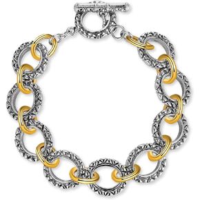 Wire Cable Bracelet for Women Twisted - Gold and Silver Chain Bracelet Circle Link Bracelets - Cable Bracelet Two Tone Lightweight Jewelry