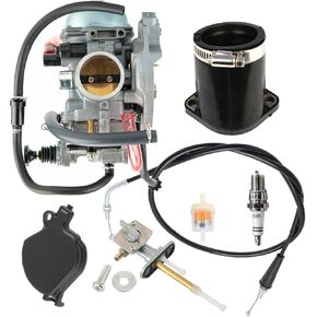 15003-1282 Carburetor for Kawasaki Prairie 400 KVF400 KVF 400 2X4 4X4 1999-2002 With Intake Manifold Boot & Throttle cable & Petcock Valve
