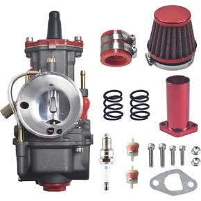 PWK 28mm Carburetor w/Air filter Manifold Kit for Predator 212cc 224cc 196cc for Coleman CT200U-EX CT200U BT200X Mini Bike Baja Warrior MB200 KT196 GX160 6.5hp Engine Go kart Black