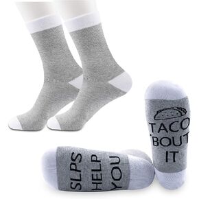 JXGZSO Speech Language Pathologist Gift Speech Therapy Gifts SLP Help You Taco About It Socks With Saying Funny SLP Gift