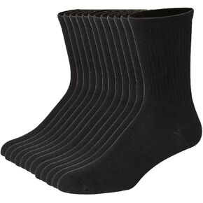Ruha Apparel 6 Pairs of Black Cotton Casual Soft Socks, Moisture Wicking, Breathable, Men's Size 9-11 Unisex Athletic Workout Socks (Cotton, 6 Pairs [ Black ])