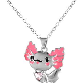 Axolotl Necklace, Crystal Pendant Necklace Cute Axolotl Necklace Pendant Necklace for Women Pink Crystal Axolotl Necklace for Women Fashion Jewelry Gifts