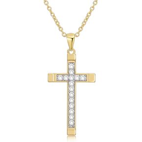 Cross Necklace for Women, Dainty Gold Silver Plated Cross Pendant for Women, Cross Chain Necklace, Crystal Cross Necklace, Diamond Cross Necklace, Christian Jewelry