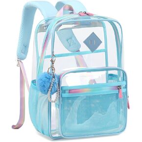 Clear Backpack for Girls Heavy Duty Transparent School Backpack Women See Through Backpack Work Stadium Security Clear Bookbag Purple
