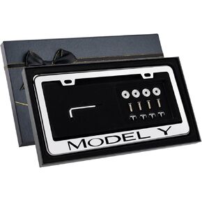 2 PCS Stainless Steel T-e-s-l-a License Plate Frame Compatible with Model Y,Aluminum Metal License Plate Holder Tag Frame Cover with Screw