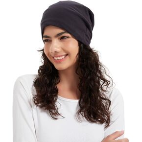 Radia Smart® EMF Protection Ultimate GOTS Organic Cotton Slouch Beanie, 5G Blocking, RF Shielding, EMF Protection, Brain Coat, Black