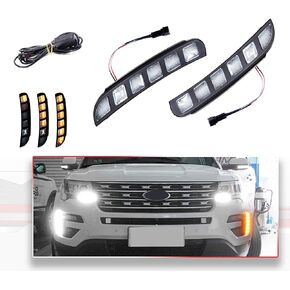 2PCS L/R Front Bumper Switchback LED DRL Turn Signal Lights For Ford Explorer 2016-2019