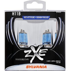 SYLVANIA - H11B (64241) SilverStar zXe High Performance Halogen Headlight Bulb - Bright White Light Output, HID Attitude, Xenon Fueled Technology (Contains 2 Bulbs)