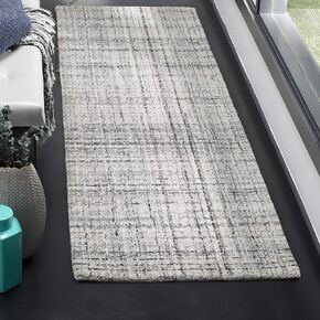 SAFAVIEH Abstract Collection Runner Rug - 2'6" x 6', Grey & Black, Handmade Wool & Viscose, Ideal for High Traffic Areas in Living Room, Bedroom (ABT141B)
