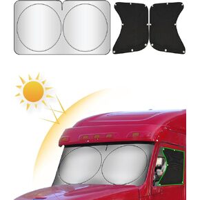 Windshield and Side Window Sun Shade for Semi Truck Freightliner Cascadia Volvo VNL International Trucks RV | Semi Truck Accessories, Sunshade UV Protection, Keep Interior Cool