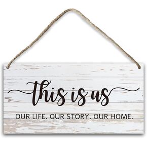 This is Us Wall Decor Wooden Hanging Plaque, This is Us Sign, Family Wall Decor Wood Sign Wall Art for Kitchen Living Room Bedroom Door Shelf Home Decor Housewarming Gift -03