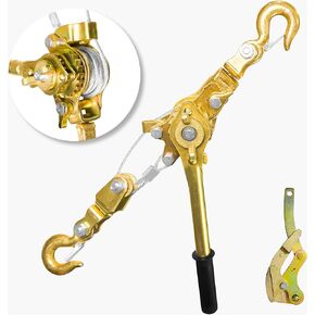 Come Along 2 Ton Cable Winch Puller Double Rope 6.56Ft Heavy Duty Hand Puller 2200LB with Wire Gripper Cable Ratchet Puller W/Double Metal Gear for Lifting Pulling
