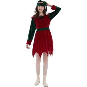 Elf Costume Adult Women Christmas Outfit Plus Size Girls Cozy Cute Fancy Dress Santa Helper for Xmas Holiday Party