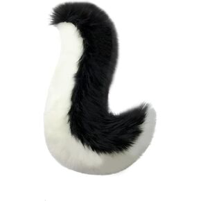 Furryvalley Fursuit Fursuit ذيل فرو جزئي لزي الحفلات التنكرية للأطفال والكبار (أسود وأبيض نقي)