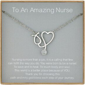 Nurse Appreciation Gifts - Nurses Week Gifts 2024 for Women - Sterling Silver Stethoscope Necklace for Nurse - Nursing Gifts for New Nurses - Nursing Students Gifts