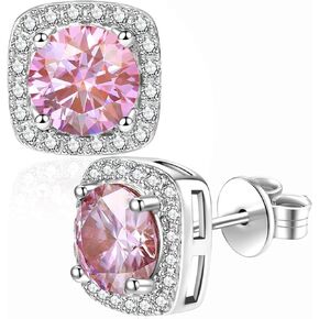 Moissanite Stud Earrings, VVSI Quality D Color Round Cut, Lab Created 925 Sterling Silver with 18K White Gold Plated, Double Halo Design – Idea Gift for Women Men