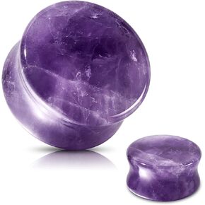 Qmcandy 2PCS Stone Ear Gauges Plugs Saddle Opalite Amethyst Stone Double Flared Ear Tunnels Expander Earrings for Women Men 2g-3/4